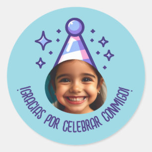 Gracias por Celebrar Conmigo Fiesta con Foto Classic Round Sticker