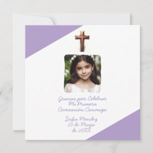 Gracias por Celebrar Mi Primera Comunión con Foto  Holiday Card