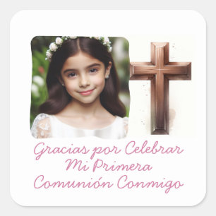 Gracias por Celebrar Mi Primera Comunión con Foto  Square Sticker