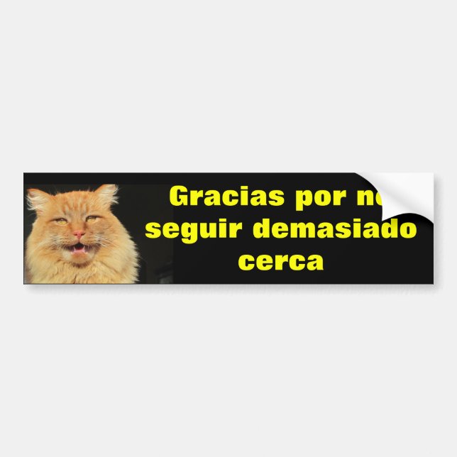 Gracias por no seguir demasiado cerca bumper sticker (Front)