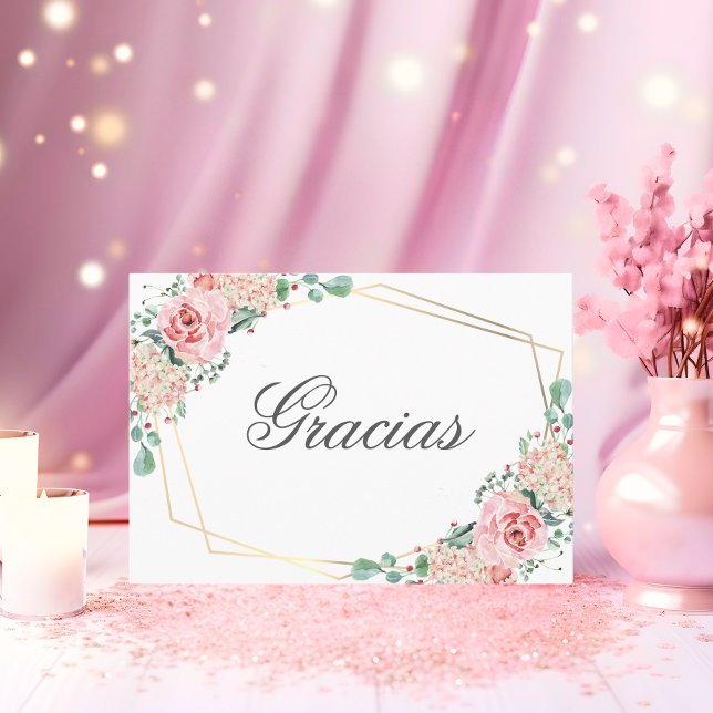 GRACIAS por venir Pink Spanish Quinceañera Quince Thank You Card (GRACIAS por venir Pink Spanish Quinceañera Quince Thank You Card)