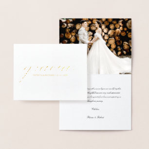 Gracias Simple Elegant Wedding Thank You Photo Foil Card