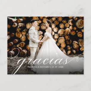 Gracias Simple Elegant Wedding Thank You Photo Postcard