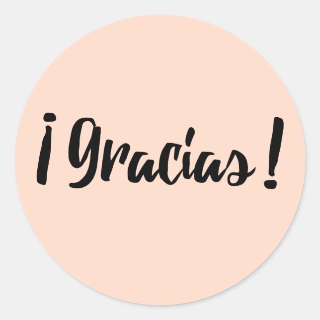 Gracias Spanish Retro Pink Black Script Thank You Classic Round Sticker (Front)