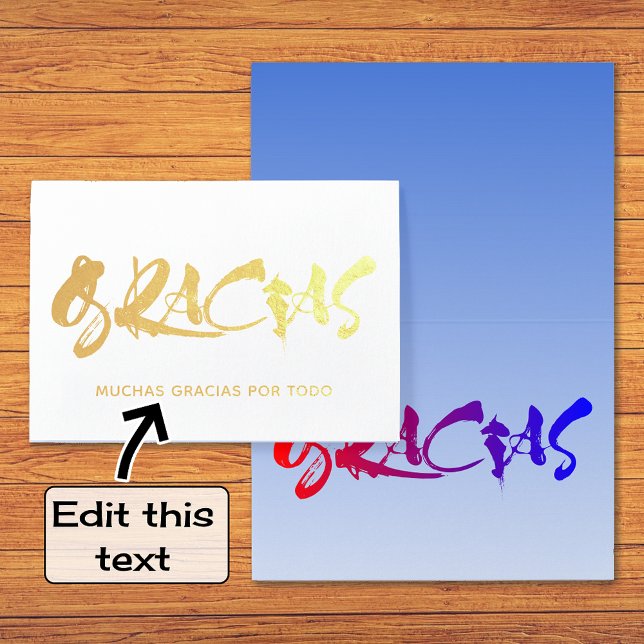 Gracias spanish script thank you gold foil card (Creator Uploaded)