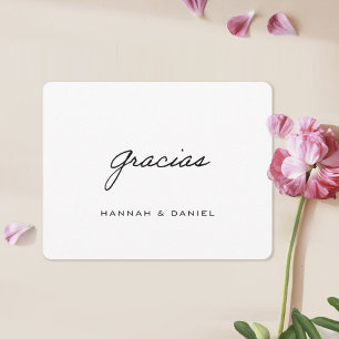 Gracias Spanish Simple Black Script Wedding Thank You Card