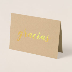 Gracias Spanish Thank You Brushstroke Script Gold Foil Card