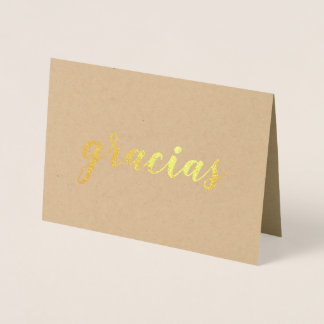Gracias Spanish Thank You Brushstroke Script Gold Foil Card