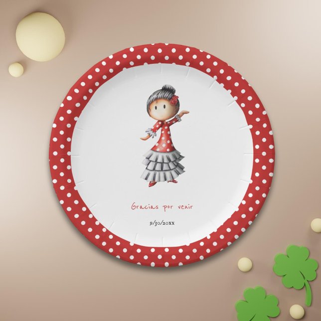 Gracias Spanish Theme Sevillana Dancer Paper Plate (Creator Uploaded)