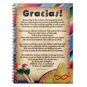 Gracias Teacher Appreciation Poem Notebook