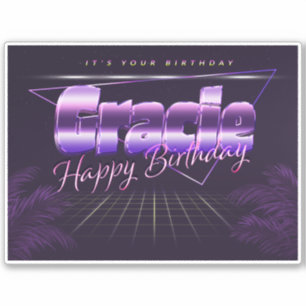 Gracie Name Vorname lila retro Sticker Geburtstag