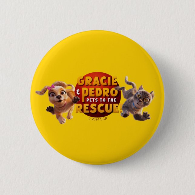 Gracie & Pedro Adventure Awaits 6 Cm Round Badge (Front)