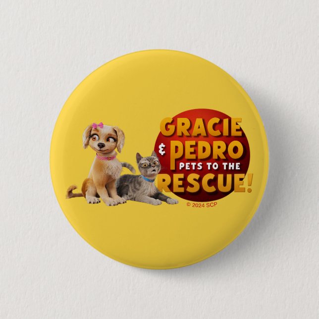 Gracie & Pedro Dynamic Duo 6 Cm Round Badge (Front)