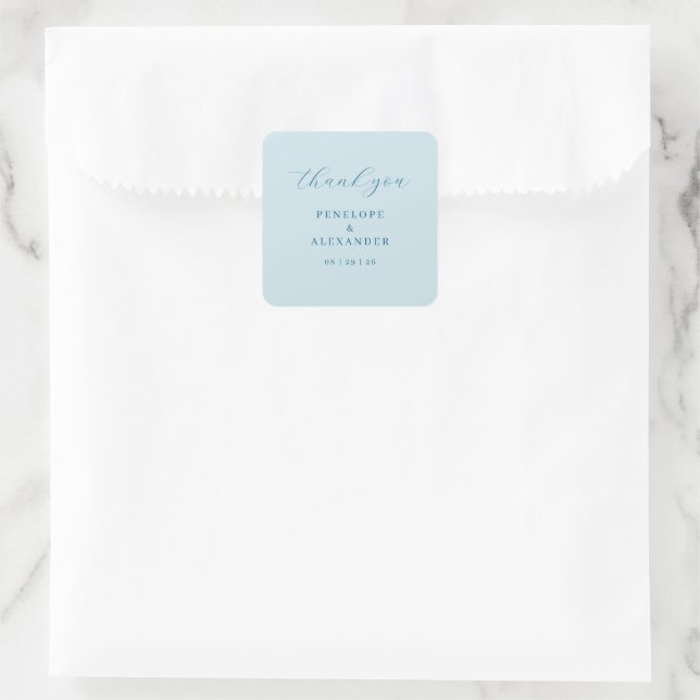 Gracious Blue Calligraphy Square Sticker (Bag)