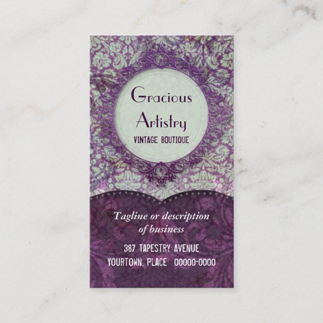 Gracious Damask Business Cards (Front)