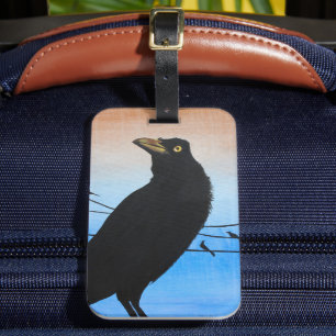 Grackle Austin Texas Bird Lover Wildlife Painting Luggage Tag