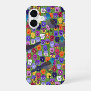 grackles and pansies iPhone 16 case