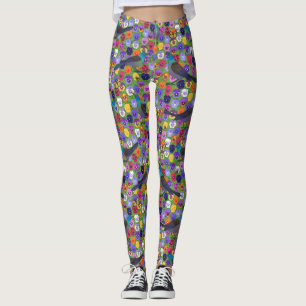 grackles and pansies leggings