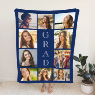 Grad 10 Photo Blue Graduation Sherpa Blanket