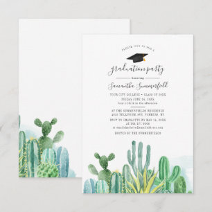 Grad 2022 Cacti Botanical Boho Graduation Party Invitation