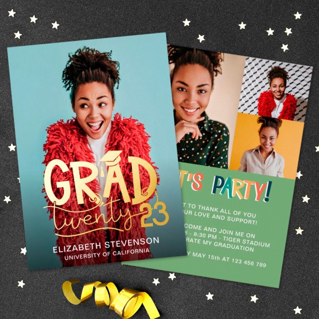 Grad 2023 bold graduation party 4 photo gold (Creator Uploaded)