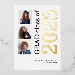 Grad 2024 3 Photos Real Gold Foil Announcement
