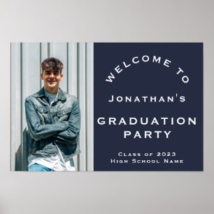 Grad 2024 Male Photo Navy Welcome Graduation Party Poster
