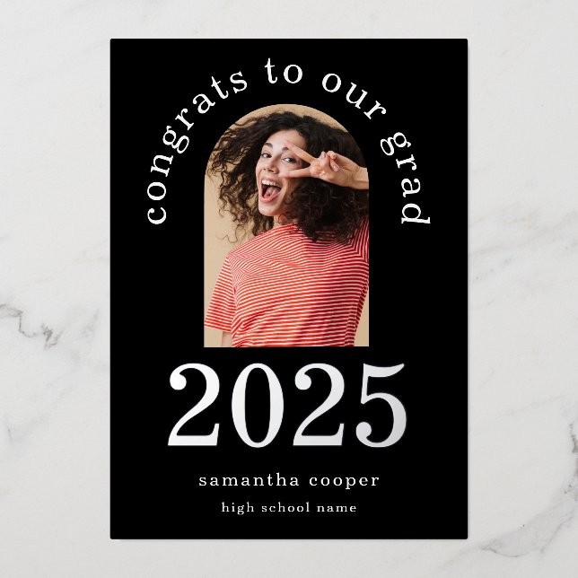Grad 2025 Arch Photo Silver Foil Announcement (Front)