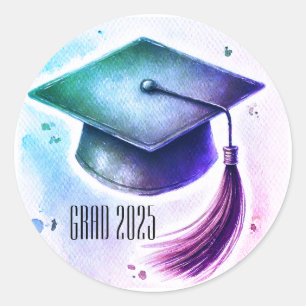 Grad 2025 Graduation Cap Classic Round Sticker