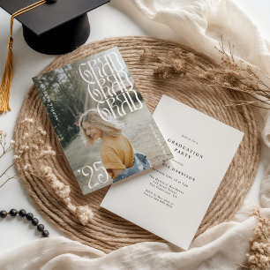 Grad '25 Wavy Typography Graduation Invitation