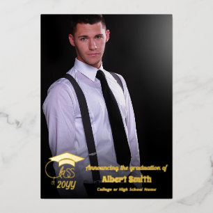 Grad Announcement-Inspirational Quote Foil Holiday Card