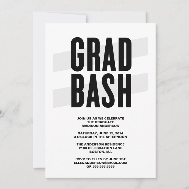 Grad Bash | Graduation Party Invitation (Front)