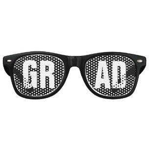 'GRAD' Black and White Graduation Party Retro Sunglasses