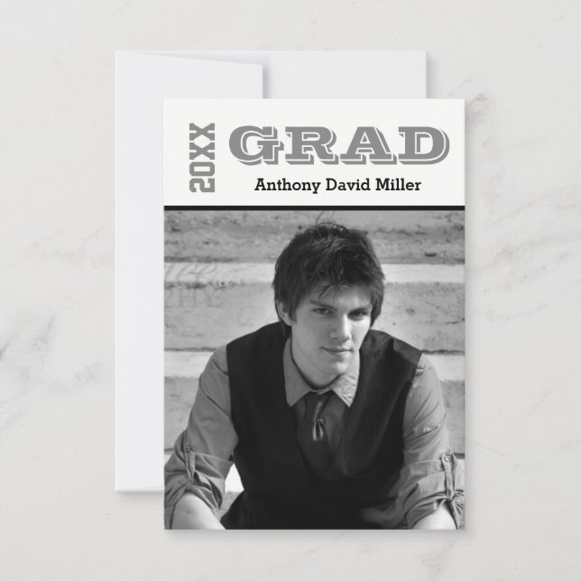 Grad Black/White - 3x5 Graduation Announcement (Front)