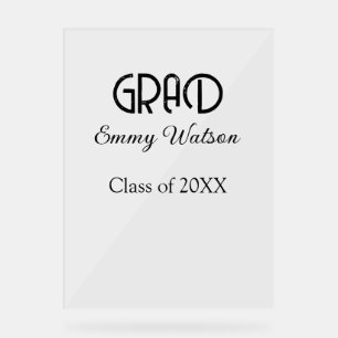 Grad bold letter graduation name class of 20XX sim Acrylic Sign