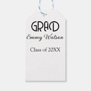 Grad bold letter graduation name class of 20XX sim Gift Tags