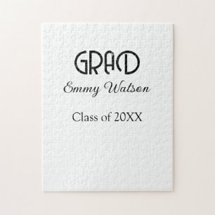 Grad bold letter graduation name class of 20XX sim Jigsaw Puzzle