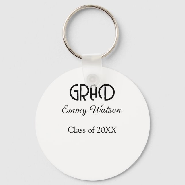 Grad bold letter graduation name class of 20XX sim Key Ring (Front)