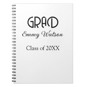 Grad bold letter graduation name class of 20XX sim Notebook