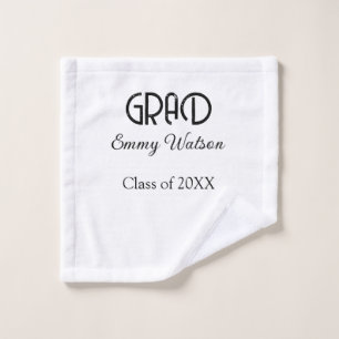 Grad bold letter graduation name class of 20XX sim Wash Cloth
