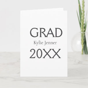Grad bold letter name 20XX graduation year simple Card