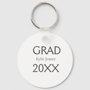 Grad bold letter name 20XX graduation year simple Key Ring