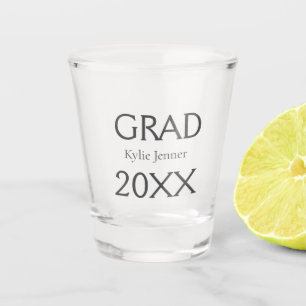 Grad bold letter name 20XX graduation year simple Shot Glass
