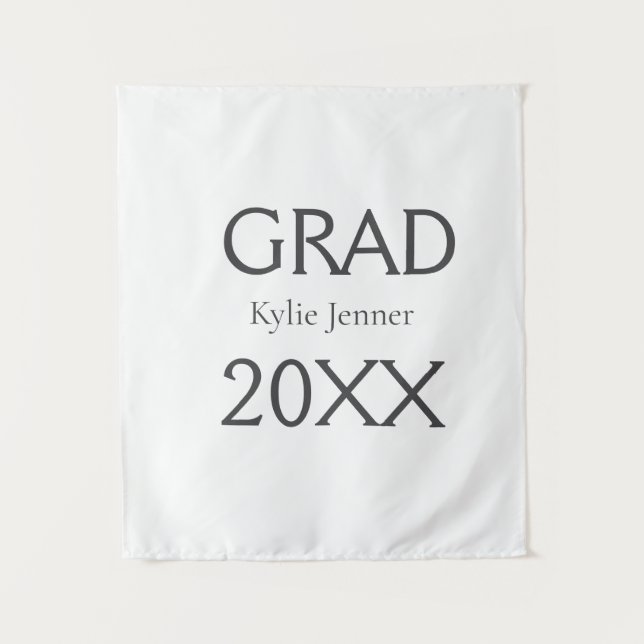 Grad bold letter name 20XX graduation year simple  Tapestry (Front)