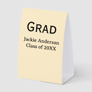 Grad bold letter name class of 20XX yellow pastel
