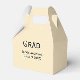Grad bold letter name class of 20XX yellow pastel Favour Box