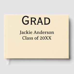 Grad bold letter name class of 20XX yellow pastel  Guest Book