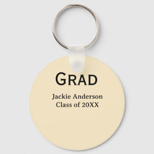 Grad bold letter name class of 20XX yellow pastel  Key Ring