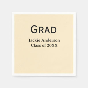 Grad bold letter name class of 20XX yellow pastel Napkin