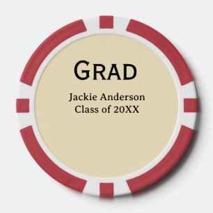 Grad bold letter name class of 20XX yellow pastel Poker Chips